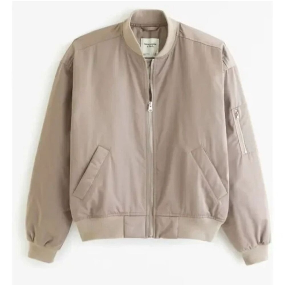abercrombie nylon bomber jacket beige